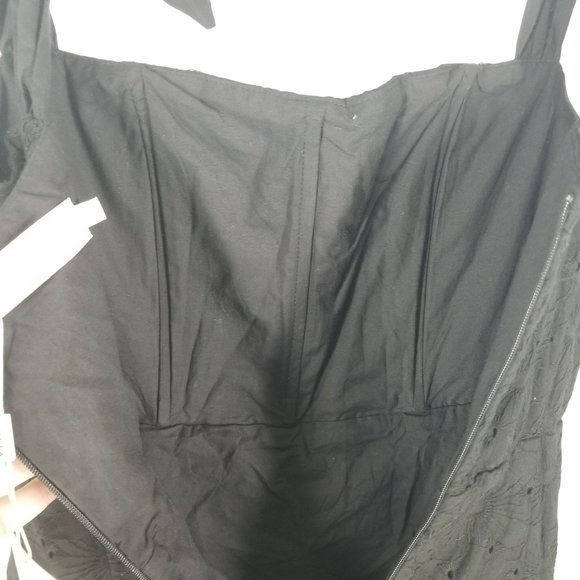 Sofia the Label Black Eyelet Mini Dress Bow Strap Daisy Cocktail Wedding Girly - Picture 6 of 13